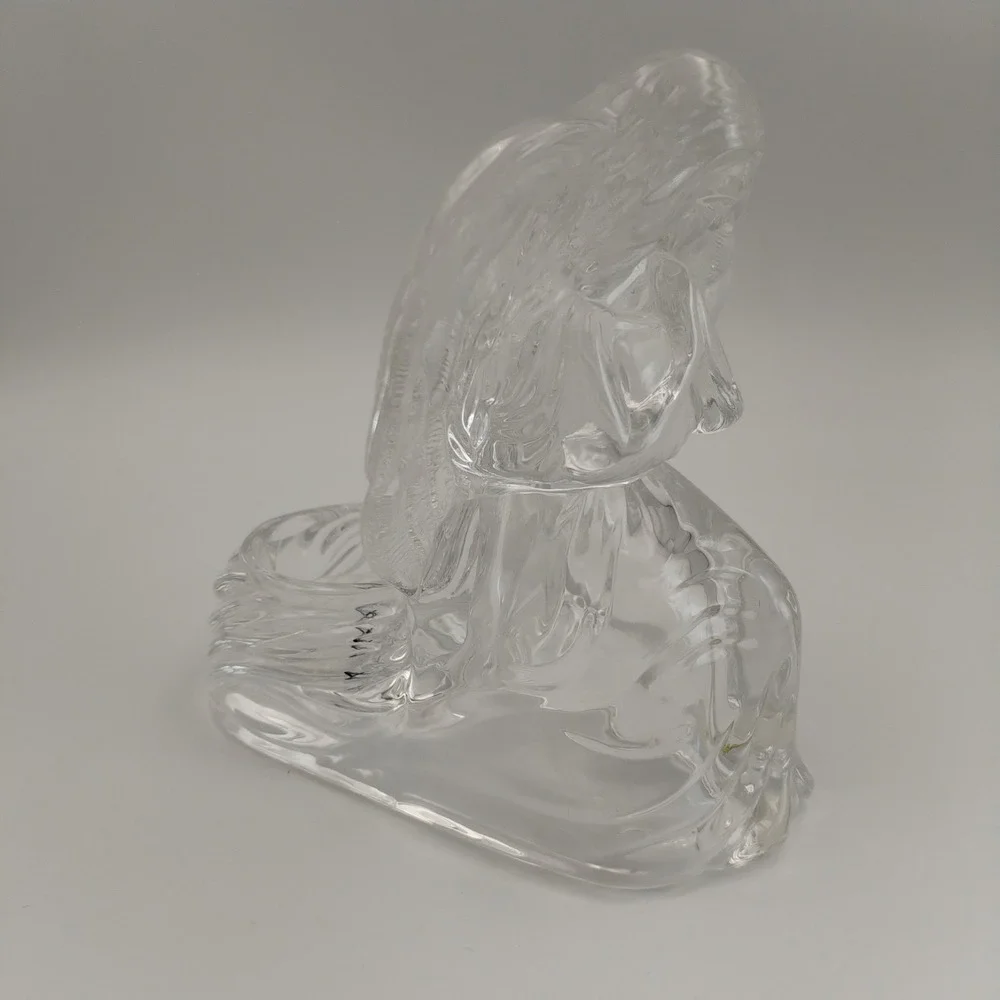 Vintage DePlomb Lead Crystal Kneeling Praying Angel Votive Candle Holder USA 6